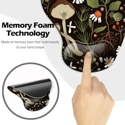 Ergonomic Mouse Pad with Wrist Support and Coaster,Mouse Pads with Non-Slip PU Base for Home Office Working Studying Easy Typing & Pain Relief Daisy - 4