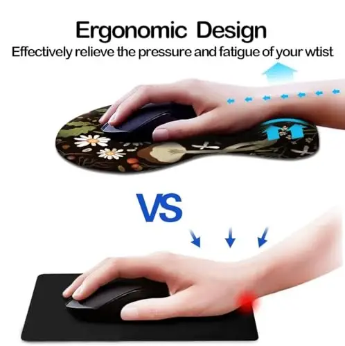 Ergonomic Mouse Pad with Wrist Support and Coaster,Mouse Pads with Non-Slip PU Base for Home Office Working Studying Easy Typing & Pain Relief Daisy - 2