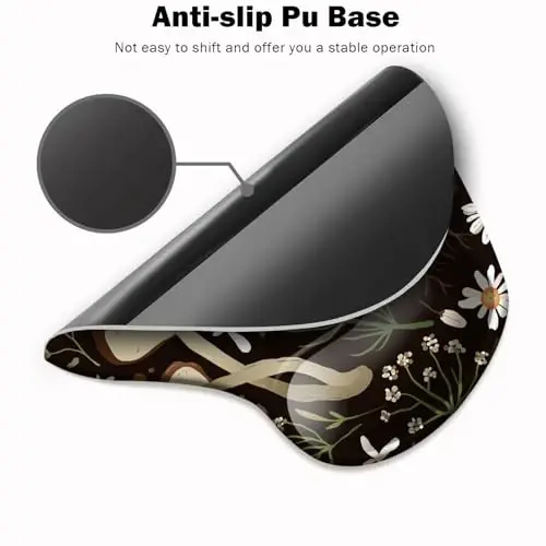 Ergonomic Mouse Pad with Wrist Support and Coaster,Mouse Pads with Non-Slip PU Base for Home Office Working Studying Easy Typing & Pain Relief Daisy - 3