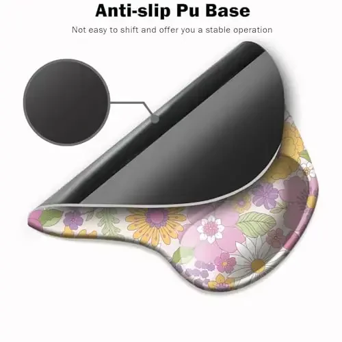Ergonomic Mouse Pad with Wrist Support and Coaster,Mouse Pads with Non-Slip PU Base for Home Office Working Studying Easy Typing & Pain Relief Daisy Blossom - 3