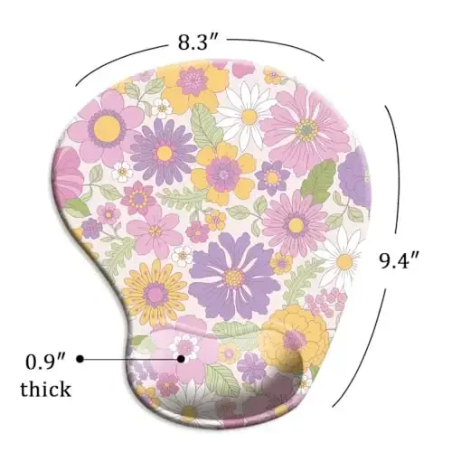 Ergonomic Mouse Pad with Wrist Support and Coaster,Mouse Pads with Non-Slip PU Base for Home Office Working Studying Easy Typing & Pain Relief Daisy Blossom - 5