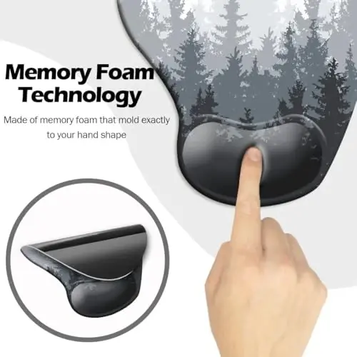 Ergonomic Mouse Pad with Wrist Support and Coaster,Mouse Pads with Non-Slip PU Base for Home Office Working Studying Easy Typing & Pain Relief Forest Pattern - 4