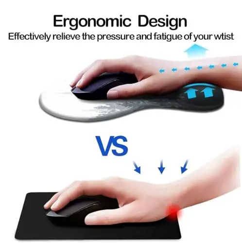 Ergonomic Mouse Pad with Wrist Support and Coaster,Mouse Pads with Non-Slip PU Base for Home Office Working Studying Easy Typing & Pain Relief Forest Pattern - DOOKE (1)