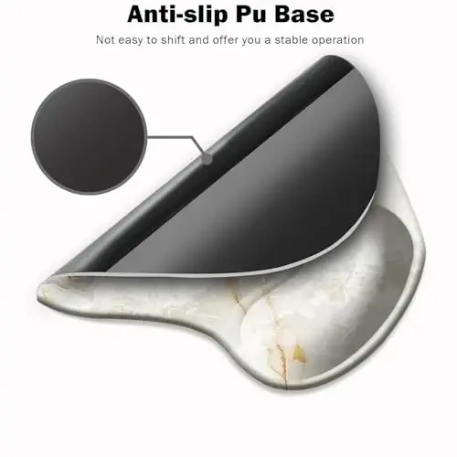Ergonomic Mouse Pad with Wrist Support and Coaster,Mouse Pads with Non-Slip PU Base for Home Office Working Studying Easy Typing & Pain Relief Ivory Gold - 3