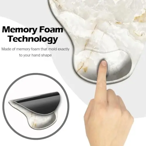 Ergonomic Mouse Pad with Wrist Support and Coaster,Mouse Pads with Non-Slip PU Base for Home Office Working Studying Easy Typing & Pain Relief Ivory Gold - 4