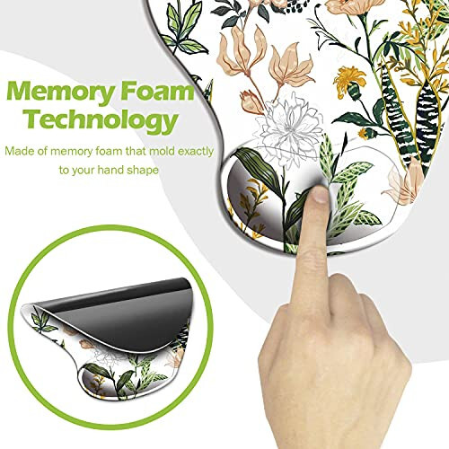 Ergonomic Mouse Pad with Wrist Support, Cute Mouse Pads with Non-Slip PU Base for Home Office Working Studying Easy Typing & Pain Relief Beautiful Floral - 11