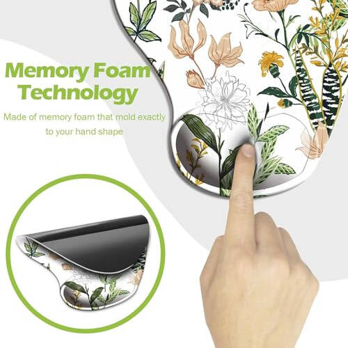 Ergonomic Mouse Pad with Wrist Support, Cute Mouse Pads with Non-Slip PU Base for Home Office Working Studying Easy Typing & Pain Relief Beautiful Floral - 4