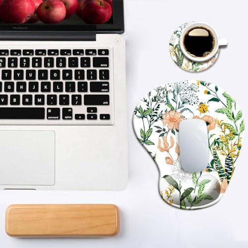 Ergonomic Mouse Pad with Wrist Support, Cute Mouse Pads with Non-Slip PU Base for Home Office Working Studying Easy Typing & Pain Relief Beautiful Floral - 6