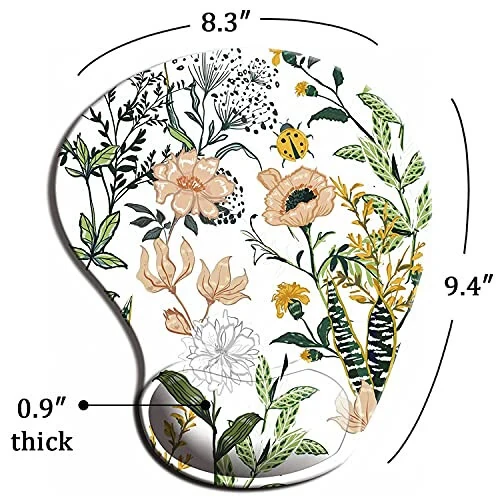 Ergonomic Mouse Pad with Wrist Support, Cute Mouse Pads with Non-Slip PU Base for Home Office Working Studying Easy Typing & Pain Relief Beautiful Floral - 12