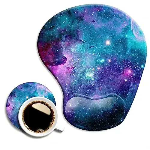 Ergonomic Mouse Pad with Wrist Support,Mouse Pads with Non-Slip PU Base for Home Office Working Studying Easy Typing & Pain Relief Blue Nebula - DOOKE