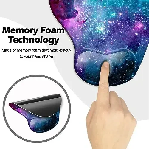 Ergonomic Mouse Pad with Wrist Support,Mouse Pads with Non-Slip PU Base for Home Office Working Studying Easy Typing & Pain Relief Blue Nebula - 5