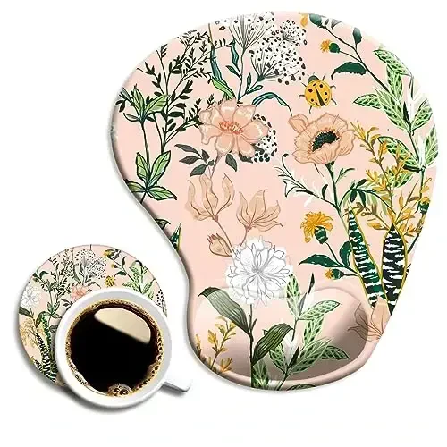 Эргономичный коврик для мыши с поддержкой запястья, коврики для мыши с нескользящим ПУ основанием для домашнего офиса, работы, учебы, легкого набора текста и облегчения боли, розовый - 1