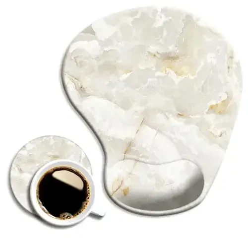 Ergonomik bilak uzatkichi va taglikli sichqoncha yostig'i, uy ofisida ishlash, o'qish, oson yozish va og'riqni kamaytirish uchun sirpanmaydigan PU asosli sichqoncha yostiqchalari Fil suyagi Oltin - DOOKE