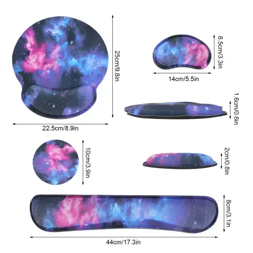 sixwipe Ergonomic Mouse Pad with Wrist Rest, No Slip Keyboard Wrist Rest and Computer Wrist Support, Memory Foam Wrist Pad with Cup Coaster for Keyboard for Easy Typing and Hand Pain Relief-STARRYSKYUNIVERSE - 1