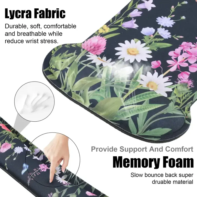 sixwipe Ergonomic Mouse Pad with Wrist Rest, No Slip Desk Keyboard Wrist Rest and Computer Wrist Support, Memory Foam Keyboard Wrist Pad with Cup Coaster for Easy Typing and Hand Pain Relief - 3