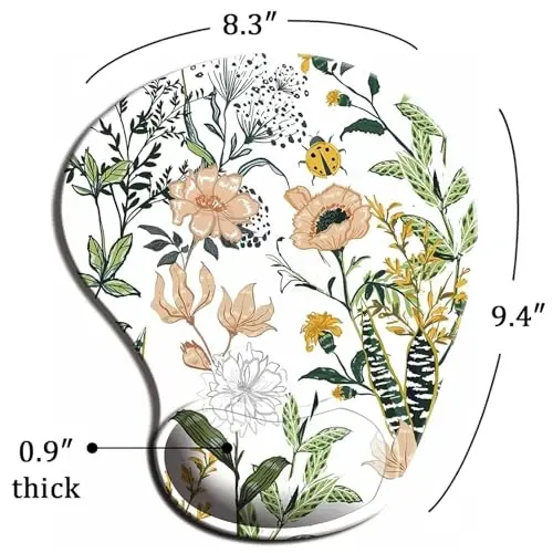 Ergonomic Mouse Pad with Wrist Support, Cute Mouse Pads with Non-Slip PU Base for Home Office Working Studying Easy Typing & Pain Relief Beautiful Floral - 5