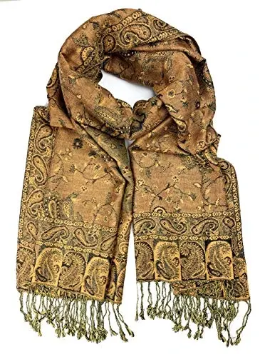 Plum Feathers Tapestry Ethnic Paisley Pattern PasModazoneina Shawl Scarf, Womens PasModazoneina Shawl Wrap with Fringes - PLUM (1)