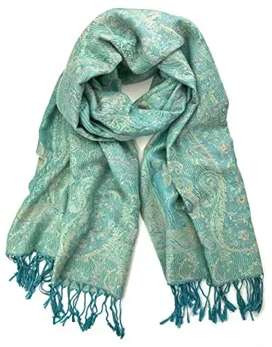 Plum Feathers Tapestry Ethnic Paisley Pattern PasModazoneina Shawl Scarf, Womens PasModazoneina Shawl Wrap with Fringes - PLUM