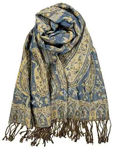 Plum Feathers Tapestry Ethnic Paisley Pattern PasModazoneina Shawl Scarf, Womens PasModazoneina Shawl Wrap with Fringes 