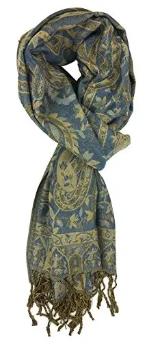 Plum Feathers Tapestry Ethnic Paisley Pattern PasModazoneina Shawl Scarf, Womens PasModazoneina Shawl Wrap with Fringes - 4