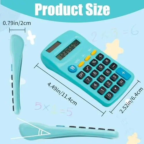 Erinnmy 36 Pack Pocket Calculators, Solar & Battery Powered Desktop Calculators, 8 Digit Display, Mini Size, for Students, Kids, School, Home, Office (6 Colors) - 2