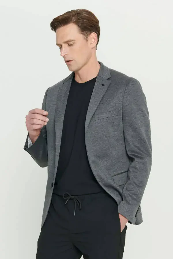 Erkak Antrasit 360 Har Tomonga Cho'ziluvchan Slim Fit Tor K - 3