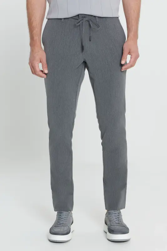 Erkak Antrasit Slim Fit Tor Qisma Yon Cho'ntakli Naqshli - 1