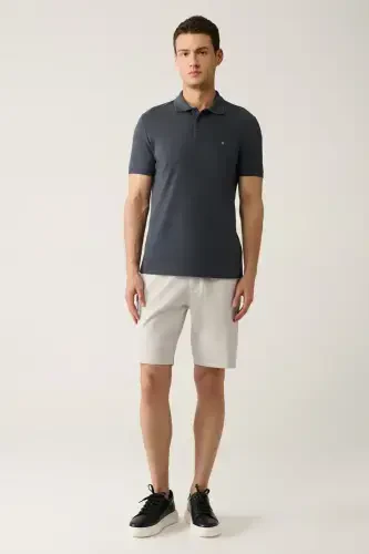 Erkak Antratsit 100% Paxta Salqin Tutan Polo Yoqali T-shirt E001004-Antratsit - 5