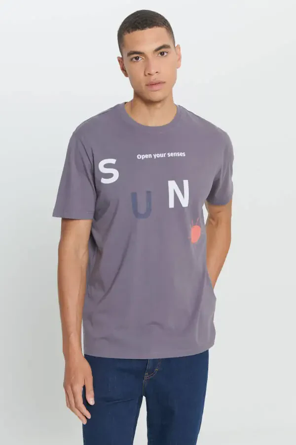 Erkak Antratsit Comfort Fit Qulay Kesimli %100 Paxta Bosmali Velosiped Yoqali Футболка - 3