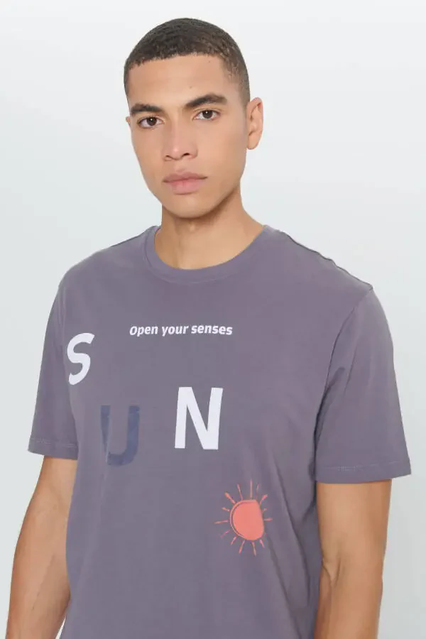 Erkak Antratsit Comfort Fit Qulay Kesimli %100 Paxta Bosmali Velosiped Yoqali Футболка - 4