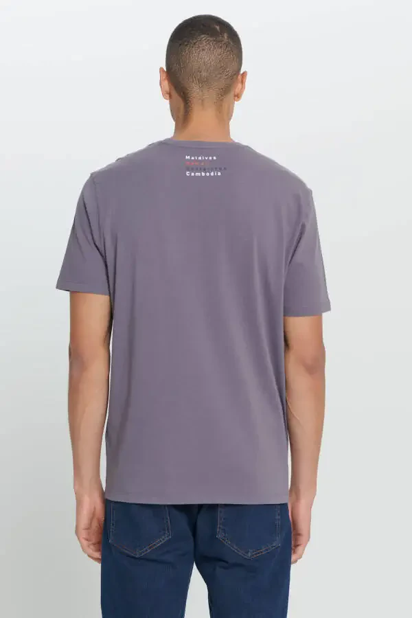 Erkak Antratsit Comfort Fit Qulay Kesimli %100 Paxta Bosmali Velosiped Yoqali Футболка - 6