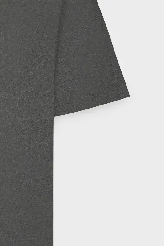 Erkak Antratsit Paxtalik Slim Fit Tor Kesimli Velosiped Yoqali Asosiy Futbolka-Antratsit - 8