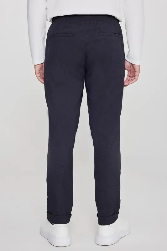 Erkak Antratsit Slim Fit Qulay Kesimli Belbog'li Yon Cho'ntakli Jogger Shim - Antratsit - 8