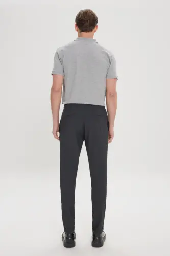 Erkak Antratsit Slim Fit Qulay Kesimli Belbog'li Yon Cho'ntakli Jogger Shim - Antratsit - 7