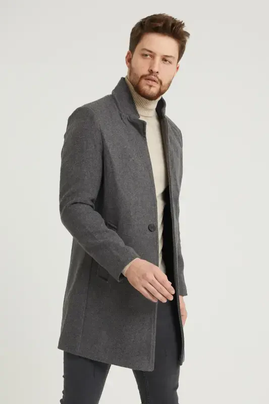 Erkak Antratsit Slim Fit Tik Yoqa Qash Kaban-Antratsit - MODAMESTO