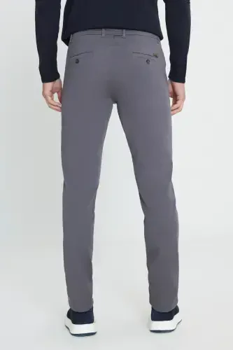 Erkak Antratsit Slim Fit Tor Kisim Paxtalik Egiluvchan Chino Shim - Antratsit - 6