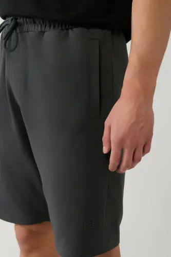 Erkak Antratsit Yon Cepli Triko Paxtali 2 Ipdan Kundalik Short E003602-Antratsit - 6