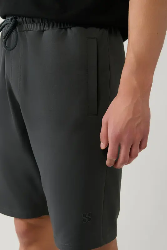 Erkak Antratsit Yon Cepli Triko Paxtali 2 Ipdan Kundalik Short E003602-Antratsit - 6