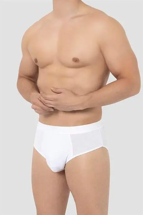 Erkak bambuk slip ichki kiyim tekis oq 3 dona to'plam - 2