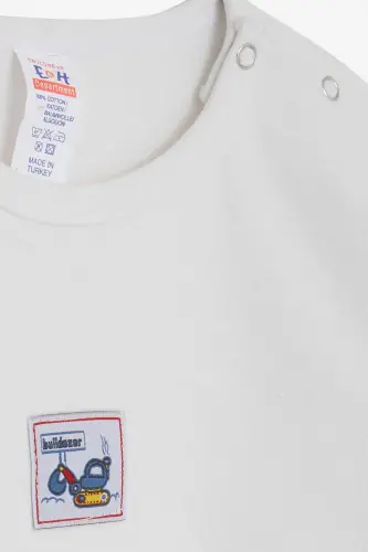 Erkak Bebek Chitzatmalı Zıbın Body Iş Makinası Baskılı 9 Ay-3 Yaş, Kırık Beyaz-Kırık Beyaz - 3