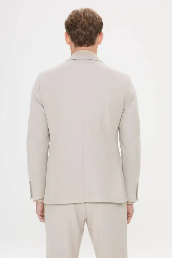 Erkak bej 360 Har Tomonga cho'ziluvchan Slim Fit Tor Kesim - 4