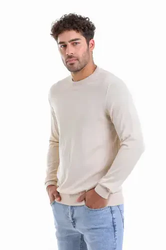 Erkak Bej Regular Fit Tekis 100% Paxta Velosiped Yoqasi - HATEMOĞLU (1)