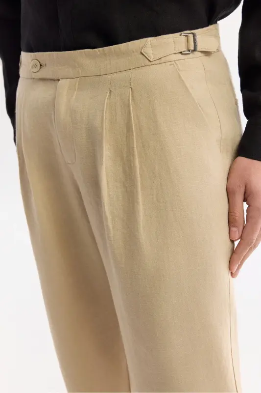 Erkak bej Relaxed Fit klassik belbog'li yelkali detallar %1 - 7