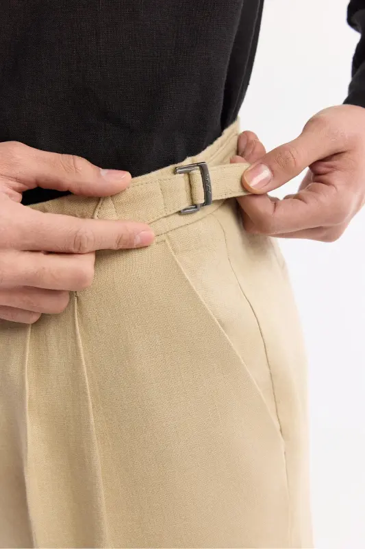 Erkak bej Relaxed Fit klassik belbog'li yelkali detallar %1 - 8