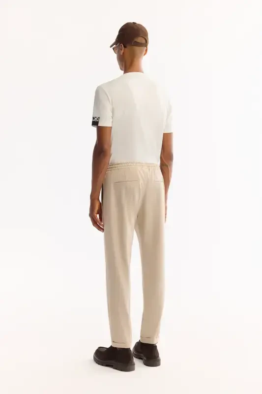 Erkak Bej Relaxed Fit Yondan Cho'ntakli Beli Rezinkali Bog'ichli Duble Pocha Jogger Shim E003000-Bej - 3