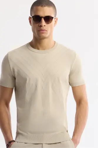 Erkak bej Slim Fit beli lastikli Bi Stretch Chino - 7