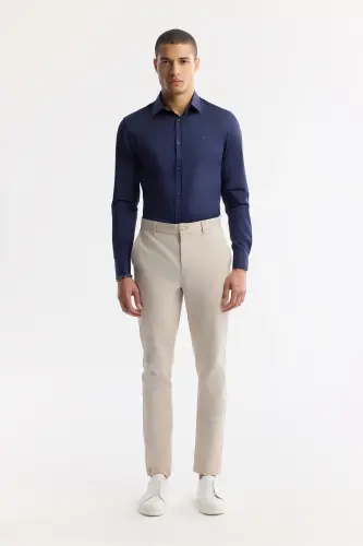 Erkak bej Slim Fit Klassik Bel Paxtalik Yumshoq Tushe - 7