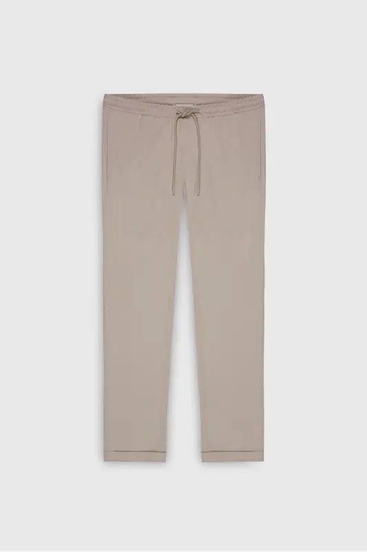 Erkak Bej Slim Fit Qulay Kesimli Beli Bogʻlamali Yon Choʻntakli Jogger Shim-Bej - 8