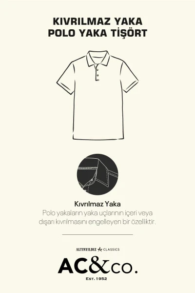 Erkak bej Slim Fit tor kesimli 100% paxta bukilmaydigan polo yoqali futbolka - 7