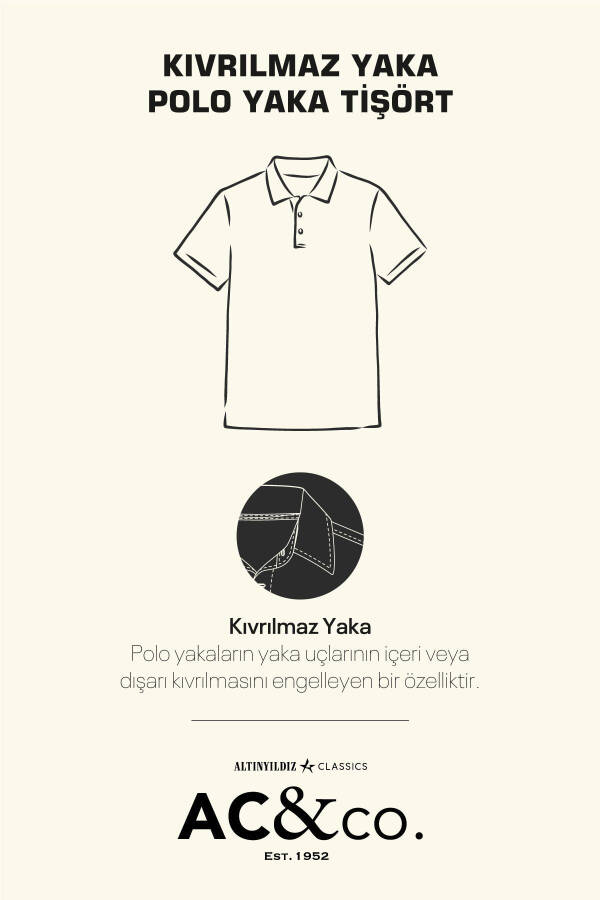 Erkak bej Slim Fit tor kesimli 100% paxta bukilmaydigan polo yoqali futbolka - 7
